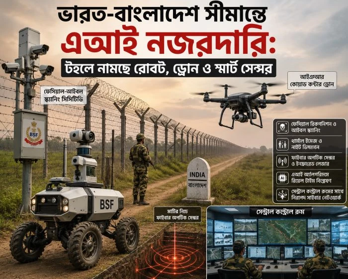 ভারত-বাংলাদেশ সীমান্তে নিশ্ছিদ্র নিরাপত্তায় এবার এআই নজরদারি: টহলে নামছে রোবট, ড্রোন ও স্মার্ট ফাইবার সেন্সর!